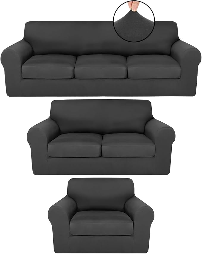 HunnmingRe Sofa Covers for 3 Cushion Couch Stretch Sofa and Loveseat Covers Set by HunnmingRe