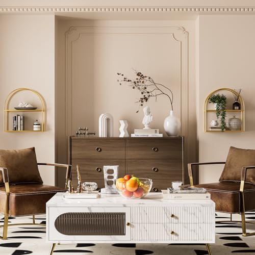 Crofy 2-Tier Arched Wall Shelf with Gold Frame & Transparent Shelves - Image 5