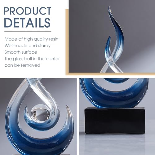 FJS Blue Abstract Flame Sculpture for Living Room Coffee Table Decor - Image 6
