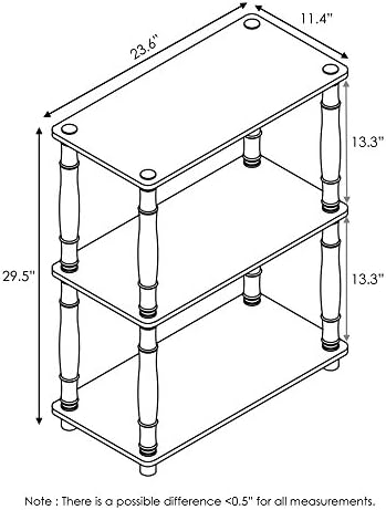 Furinno 18029GYW/BK Turn-N-Tube 3-Tier Compact Multipurpose Shelf Display Rack, Classic, French Oak Grey/Black, 3-Tier Classic Tubes - Image 2