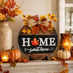 Interchangeable Welcome Sign for Front Door with 4 Seasonal Wreath and 14 Changeable Icons, Home Sweet Home for Spring Summer Fall Winter All Seasons Holiday, Rustic Round Wood Wreath Door Decoration - Image 5