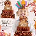 4 Pcs Thanksgiving Decor for Home Turkey Cute Wooden Sign with Sayings - Image 4
