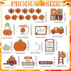 Maitys 21pcs Fall Tiered Tray Decor Set, Hello Fall Thanksgiving Pumpkin Wooden Signs Gnome Truck Wood Maple Leaf Garland Rustic Farmhouse Table Centerpieces for Autumn Thanksgiving Kitchen Home Decor - Image 3