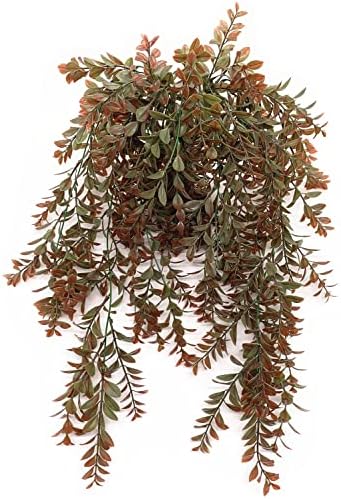 Artificial Hanging Vine, Faux Ivy Leaves Plastic Plants Greenery Fake Foliage Plant UV Resistant Vines Decor for Indoor Outdoor Home Kitchen Garden Office Wall Baskets Wedding Decoration Red 2 Pack - Image 2