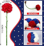 Tinsow 12PCS Patriotic Artificial Flower Memorial Faux Bouquet 4th of July - Image 3