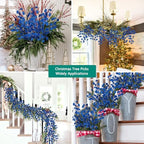 8 Pcs Christmas Tree Picks and Sprays Navy Blue Glitter Christmas Picks 26.8" Christmas Glitter Eucalyptus Leaves Stems for Christmas Tree Filler Branches Wreaths Centerpieces Holiday Decorations - Image 6