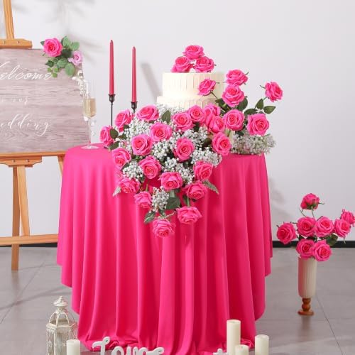 Nubry Artificial Silk Roses, 10pcs Lifelike Hot Pink Fake Rose - Image 4