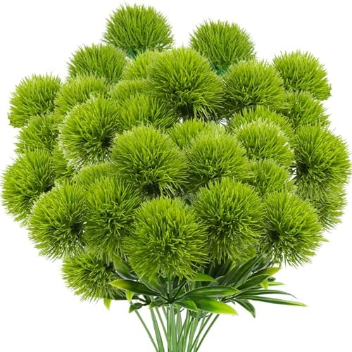 Uieke 36Pcs Dandelion Artificial Flowers, Artificial Flowers for Decoration Fake Plants Bouquet Plastic Flowers for Home Decoration Wedding Decor Flower Arrangment Green by Uieke