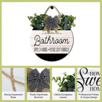 Bathroom Decor Accessories Farmhouse 24H Open Wooden Door Wall Wreath Sign - Image 6
