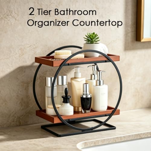 2-Tier Bathroom Counter Organizer, Wooden Perfume Organizer Dresser - Image 6