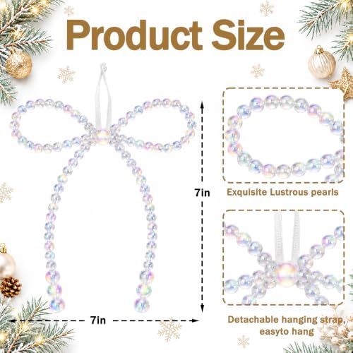 DIYDEC 18PCS Large Christmas Pearl Bow Ornament 7in Tree Topper Decor - Image 2