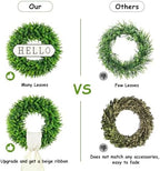 DDHS Large Boxwood Wreath Front Door 24'' Artificial Spring Wreaths for Front Door Farmhouse Wedding Green Year Round Indoor Outdoor for Summer Wreath st Patrick's Day Decoration -(Hello Sign) - Image 5