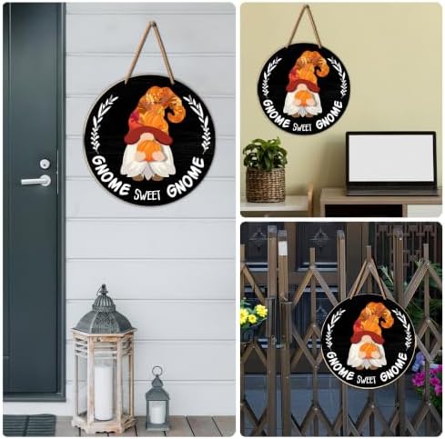 Interchangeable Gnome Welcome Sign Fall Halloween Door Decor, Black - Image 6
