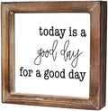 Today is A Good Day for A Good Day Inspirational Wood Box Sign for Home Decor,Freestanding Mini Wood Block Sign for Desk,Shelf or Wall Display 6" x 6" x 1.57" by MACVAD