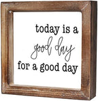 Today is A Good Day for A Good Day Inspirational Wood Box Sign for Home Decor,Freestanding Mini Wood Block Sign for Desk,Shelf or Wall Display 6" x 6" x 1.57" by MACVAD