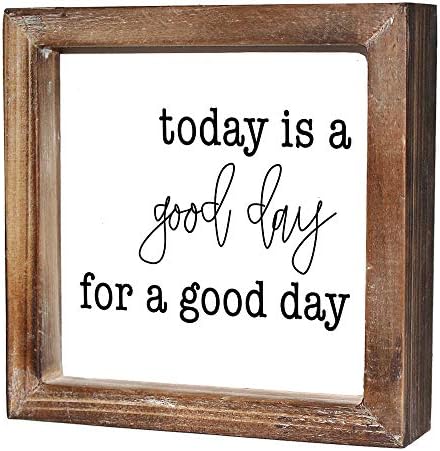 Today is A Good Day for A Good Day Inspirational Wood Box Sign for Home Decor,Freestanding Mini Wood Block Sign for Desk,Shelf or Wall Display 6" x 6" x 1.57" by MACVAD