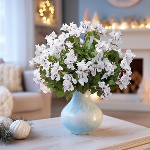 Bougainvillea Artificial Faux Bougainvillea Outdoor 4 Pack Fake Bougainvillea Hanging Flowers Artificial Bougainvillea for Indoor Home Porch Garden Decor Spring Flowers No Vases(White) - Image 5