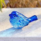 2 Pcs 3 Inch Blue Blown Glass Bird Figurines Miniature Decor - Image 4