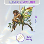 Stained Glass Fairy Ornament – Acrylic Suncatcher Window Hanging, Woodland Fantasy Decor, Christmas Tree Ornament 2026, Car Rearview Mirror Charm, Gift for Fairy Lovers, Women, Girls, Teachers(Sun-10) - Image 4
