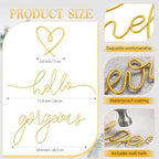 Hicarer Metal Hello Gorgeous Wall Art Minimalist Gold Wall Decor - Image 2