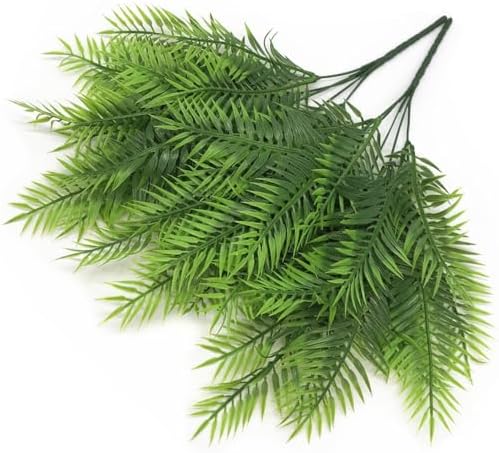 Artificial Ferns Plants, Fake Plastic Fern Leaves Shrubs Faux Plant Bushes for Outdoor Indoor Greenery Grass Home Garden Decor UV Resistant Table Arrangements DIY Decoration Planting Filler - 4 Pack - Image 7