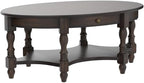 LEEMTORIG Oval Coffee Table for Living Room, 2-Tier Solid Wood Table - Image 5