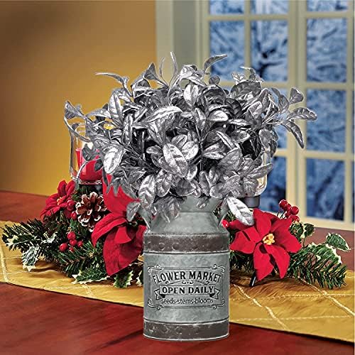 CATTREE Artificial Silver Leaves Christmas Plants 4 Pack, Plastic Leaf Bouquet Faux Gold Plant Fake Shrubs Simulation Bushes for Wedding Hall Table Centerpieces Floral Arrangement Filler DIY Décor - Image 2
