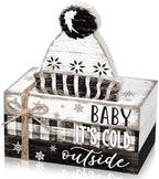 Geelin 4 Pcs Winter Cozy Table Decoration Wooden Book Stack Sign by Geelin