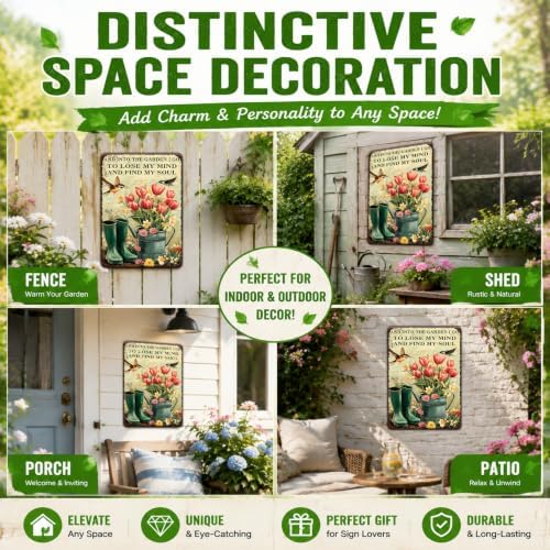 Vintage Tin Sign And Find My Soul Flower Sign Retro Sign for Home Office Kitchen Bar Cafe Garden Wall Decor 8x12 Inch - Image 5