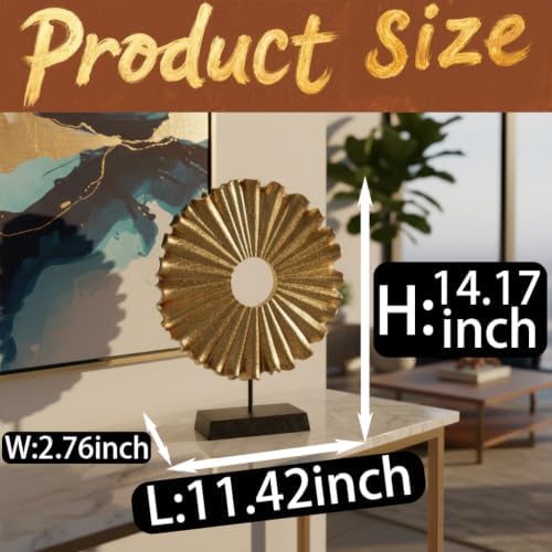Modern Abstract Round Decorative Sculpture, Dining Living Room Desk Decor,Geometric Home Decor Statues,Shelf Top Decor Aesthetics, Coffee Tables or Office Shelves（Golden） - Image 3