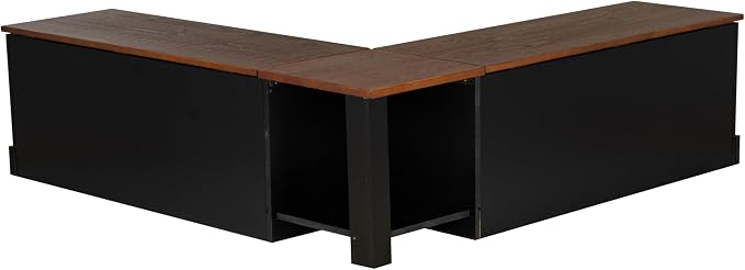 Linon Harris Black and Walnut Backless Kitchen Dining Nook - Image 12