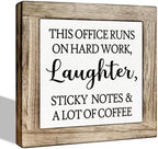 Inspirational Desk Signs, Coffee Wooden Box Sign, Funny Office Desk Decor, Square Wood Block Sign Table Signs, Small Decor for Shelves, Freestanding Home Decoration 5.9x5.9 Inches by ZPPRJF