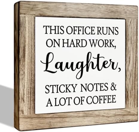 Inspirational Desk Signs, Coffee Wooden Box Sign, Funny Office Desk Decor, Square Wood Block Sign Table Signs, Small Decor for Shelves, Freestanding Home Decoration 5.9x5.9 Inches by ZPPRJF