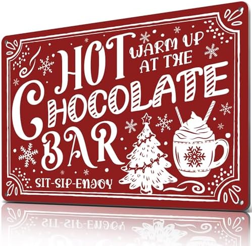 Hot Chocolate Bar Sign for Christmas Kitchen Wall Art Decor by HomelyAccents