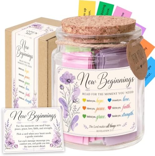 New Beginnings Bible Verse Jar, New Beginnings Gifts for Women, Coworker, Friends by SouthLisa