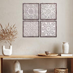 Tatuo 4 Pcs Wood Wall Decor Farmhouse Panels Rustic, Square, Brown, White - Image 5