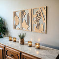 qmmp Modern Wooden Wall Sculptures - Set of 3 - Home Decor Accent - Large Wall Art for Living Room, Bedroom, Office - Easy Installation (Oak, Medium - Abstract Shapes) by qmmp