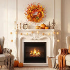 Pinkpum 22" Fall Wreath Front Door Artificial Daisy Wall Decor Autumn - Image 5