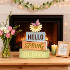 Spring Decoration Wooden Tiered Tray Decor – Rustic Hello Spring Bloom Stacked Block Sign with Butterfly Daisy Topper – Farmhouse Tabletop Spring Decor for Living Room Shelf Kitchen Coffee Bar Seasonal Home Display - Image 6
