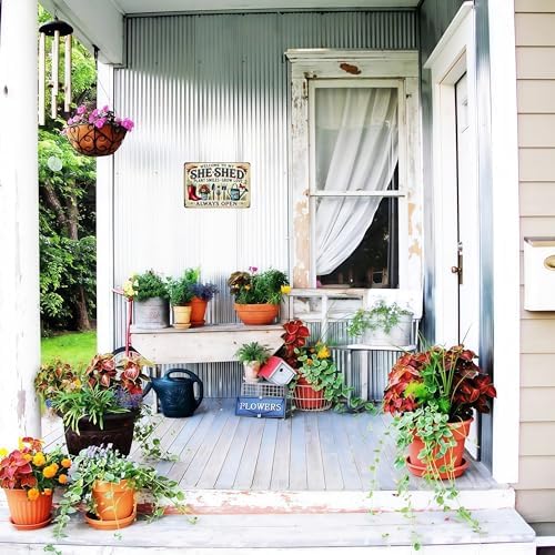 Bestylez Garden Gifts Welcome To My She Shed Vintage Gardening Signs for Home Garden Greenhouse Living Room Bedroom Yard Outdoor Decor 8X12 Inch (3372) - Image 4
