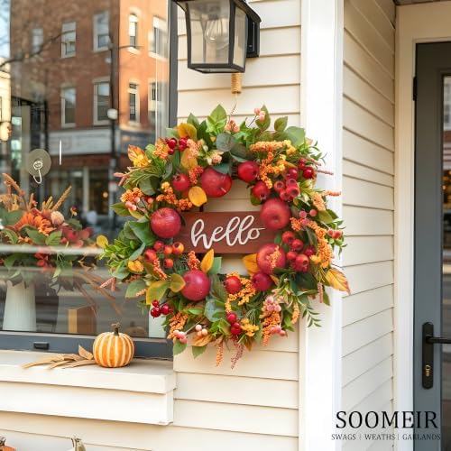 Fall Wreaths for Front Door 24 Inch Autumn Rustic Harvest Apple Wreath - Image 6