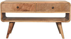 Reverse Curve Oak ish Media Unit by Unknown