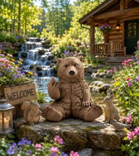 JFSM INC. 12" Hilarious Papa Bear Middle Finger Statue – Outdoor Decor - Image 2