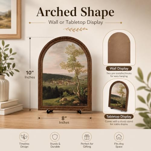 Rustic Farmhouse Tabletop Decor Sign, Arched Wooden Frame Countryside Village Landscape Artwork for Living Room Dining Room Bedroom, Charming Gift Idea - Image 6