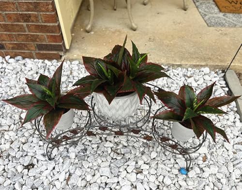 CATTREE Fake Plants Artificial Plant Outdoor Shrubs Faux Grass Plastic Leaves Greenery Bushes Home Garden Wedding Party Decorations Indoor Office Yard UV Resistant Planter Filler Red 2 Pack - Image 2