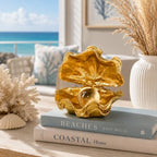 Pearl Oyster Statues Home Decor Accent Gold Decorations - Image 2