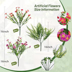 RECUTMS Artificial Flowers for Outdoors,Rose Purple Fake Flowers Plants - Image 2