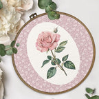 dvhdajed Coquette Pink Rose Round Wall Art Decor, Preppy Floral Framed Canvas Art, Pink Rose Nursery Round Wall Hanging Decor for Girl Room Bedroom Living Room Bathroom, 10x10 Inch - Image 4