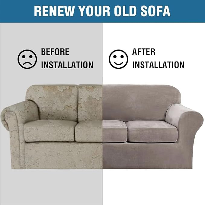 H.VERSAILTEX Modern Velvet Plush High Stretch Sofa Slipcover Furniture - Image 8