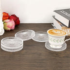 Modern Clear Coaster Set of 5- Glass Coasters for Drinks, Crystal Clear - Image 4